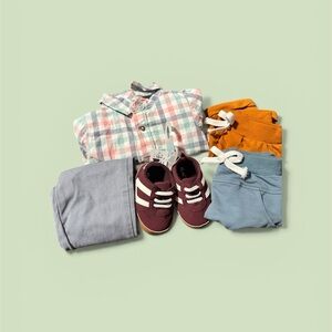 Toddler Outfit Bundle with Burgundy Stripe Sneakers